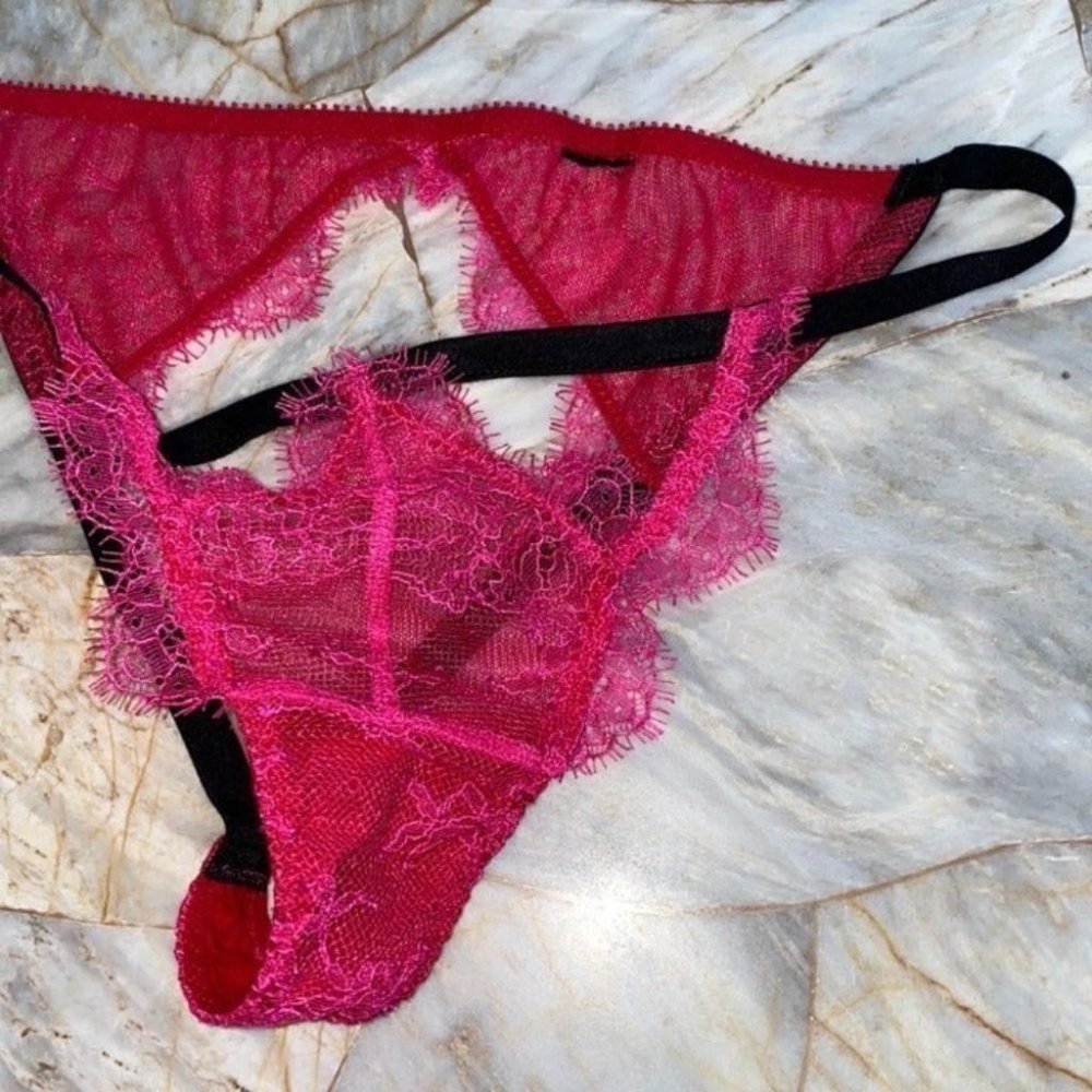 3 piece set VS Bombshell Front-Close 34A & Cut Out Back Panty S & Garter XS/S - Picture 8 of 12
